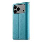 For iPhone 17 Pro Max Stitching Multi-card Zipper Wallet Leather Phone Case with Short Strap(Blue) - 3