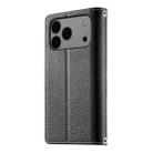 For iPhone 17 Pro Max Stitching Multi-card Zipper Wallet Leather Phone Case with Short Strap(Black) - 3
