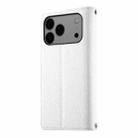 For iPhone 17 Pro Max Stitching Multi-card Zipper Wallet Leather Phone Case with Short Strap(White) - 3
