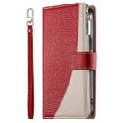 For iPhone 17 Pro Max Stitching Multi-card Zipper Wallet Leather Phone Case with Short Strap(Red) - 2