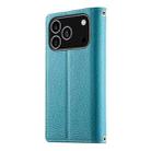 For iPhone 17 Pro Stitching Multi-card Zipper Wallet Leather Phone Case with Short Strap(Blue) - 3