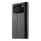 For iPhone 17 Pro Stitching Multi-card Zipper Wallet Leather Phone Case with Short Strap(Black) - 3