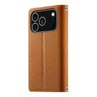 For iPhone 17 Pro Stitching Multi-card Zipper Wallet Leather Phone Case with Short Strap(Brown) - 3
