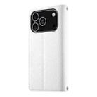 For iPhone 17 Pro Stitching Multi-card Zipper Wallet Leather Phone Case with Short Strap(White) - 3