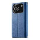 For iPhone 17 Pro Stitching Multi-card Zipper Wallet Leather Phone Case with Short Strap(Dark Blue) - 3