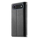 For iPhone 17 Air Stitching Multi-card Zipper Wallet Leather Phone Case with Short Strap(Black) - 3