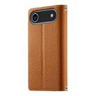 For iPhone 17 Air Stitching Multi-card Zipper Wallet Leather Phone Case with Short Strap(Brown) - 3