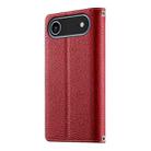 For iPhone 17 Air Stitching Multi-card Zipper Wallet Leather Phone Case with Short Strap(Red) - 3