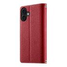 For iPhone 17 Stitching Multi-card Zipper Wallet Leather Phone Case with Short Strap(Red) - 3