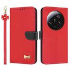 For Xiaomi 13 Ultra Metal Bow Leather Phone Case with Hand Strap(Red) - 1