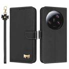 For Xiaomi 13 Ultra Metal Bow Leather Phone Case with Hand Strap(Black) - 1