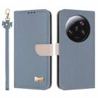 For Xiaomi 13 Ultra Metal Bow Leather Phone Case with Hand Strap(Light Blue) - 1