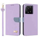 For Xiaomi 13T / 13T Pro Metal Bow Leather Phone Case with Hand Strap(Purple) - 1