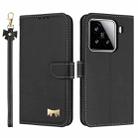 For Xiaomi 15 Metal Bow Leather Phone Case with Hand Strap(Black) - 1
