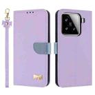 For Xiaomi 15 Metal Bow Leather Phone Case with Hand Strap(Purple) - 1
