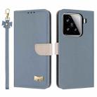 For Xiaomi 15 Metal Bow Leather Phone Case with Hand Strap(Light Blue) - 1