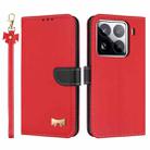 For Xiaomi 15 Pro Metal Bow Leather Phone Case with Hand Strap(Red) - 1