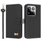 For Xiaomi 15 Pro Metal Bow Leather Phone Case with Hand Strap(Black) - 1