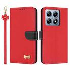For Xiaomi 14T Metal Bow Leather Phone Case with Hand Strap(Red) - 1