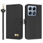 For Xiaomi 14T Metal Bow Leather Phone Case with Hand Strap(Black) - 1