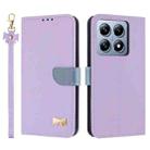 For Xiaomi 14T Metal Bow Leather Phone Case with Hand Strap(Purple) - 1