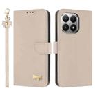 For Xiaomi 15T 5G Metal Bow Leather Phone Case with Hand Strap(Apricot) - 1