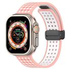 For Apple Watch 46mm / 49mm / 45mm / 44mm Magnetic Buckle Breathable Silicone Watch Band(Pink White) - 1