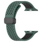 For Apple Watch 46mm / 49mm / 45mm / 44mm Magnetic Buckle Breathable Silicone Watch Band(Olive Green Black) - 2