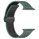 For Apple Watch 46mm / 49mm / 45mm / 44mm Magnetic Buckle Breathable Silicone Watch Band(Olive Green Black) - 3