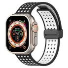 For Apple Watch 46mm / 49mm / 45mm / 44mm Magnetic Buckle Breathable Silicone Watch Band(Black White) - 1