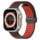 For Apple Watch 46mm / 49mm / 45mm / 44mm Magnetic Buckle Breathable Silicone Watch Band(Black Red) - 1