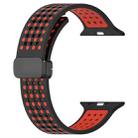 For Apple Watch 46mm / 49mm / 45mm / 44mm Magnetic Buckle Breathable Silicone Watch Band(Black Red) - 2