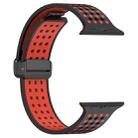 For Apple Watch 46mm / 49mm / 45mm / 44mm Magnetic Buckle Breathable Silicone Watch Band(Black Red) - 3