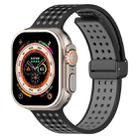 For Apple Watch 46mm / 49mm / 45mm / 44mm Magnetic Buckle Breathable Silicone Watch Band(Black Grey) - 1