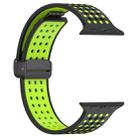 For Apple Watch 46mm / 49mm / 45mm / 44mm Magnetic Buckle Breathable Silicone Watch Band(Black Lime) - 3