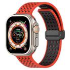 For Apple Watch 46mm / 49mm / 45mm / 44mm Magnetic Buckle Breathable Silicone Watch Band(Red Black) - 1