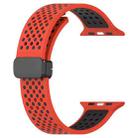 For Apple Watch 46mm / 49mm / 45mm / 44mm Magnetic Buckle Breathable Silicone Watch Band(Red Black) - 2