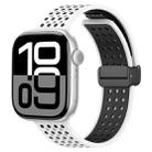 For Apple Watch 42mm / 41mm / 40mm / 38mm Magnetic Buckle Breathable Silicone Watch Band(White Black) - 1