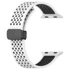 For Apple Watch 42mm / 41mm / 40mm / 38mm Magnetic Buckle Breathable Silicone Watch Band(White Black) - 2
