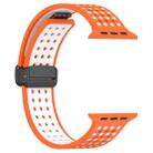 For Apple Watch 42mm / 41mm / 40mm / 38mm Magnetic Buckle Breathable Silicone Watch Band(Orange White) - 3