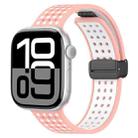 For Apple Watch 42mm / 41mm / 40mm / 38mm Magnetic Buckle Breathable Silicone Watch Band(Pink White) - 1