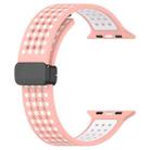 For Apple Watch 42mm / 41mm / 40mm / 38mm Magnetic Buckle Breathable Silicone Watch Band(Pink White) - 2