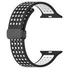 For Apple Watch 42mm / 41mm / 40mm / 38mm Magnetic Buckle Breathable Silicone Watch Band(Black White) - 2