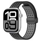 For Apple Watch 42mm / 41mm / 40mm / 38mm Magnetic Buckle Breathable Silicone Watch Band(Black Grey) - 1