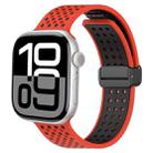 For Apple Watch 42mm / 41mm / 40mm / 38mm Magnetic Buckle Breathable Silicone Watch Band(Red Black) - 1