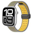 For Apple Watch 42mm / 41mm / 40mm / 38mm Magnetic Buckle Breathable Silicone Watch Band(Grey Yellow) - 1