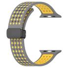 For Apple Watch 42mm / 41mm / 40mm / 38mm Magnetic Buckle Breathable Silicone Watch Band(Grey Yellow) - 2