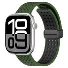 For Apple Watch 42mm / 41mm / 40mm / 38mm Magnetic Buckle Breathable Silicone Watch Band(Army Green Black) - 1