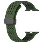For Apple Watch 42mm / 41mm / 40mm / 38mm Magnetic Buckle Breathable Silicone Watch Band(Army Green Black) - 2