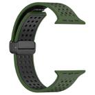 For Apple Watch 42mm / 41mm / 40mm / 38mm Magnetic Buckle Breathable Silicone Watch Band(Army Green Black) - 3